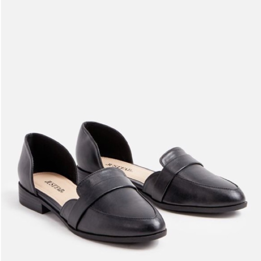 Black loafer-style flat